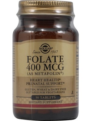 Solgar Folate As Metafolin 400 Mg 50 Tablet SLG019409