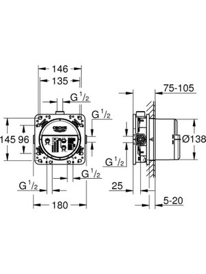 Grohe Rapido Smartbox İç Gövde Universal Giriş Kutusu, 1/2 - 35600000