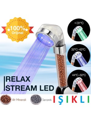 Relax Stream LED Işıklı %50 Su Tasarruflu Duş Başlığı Kokulu ve Arıtmalı Duş Başlığı