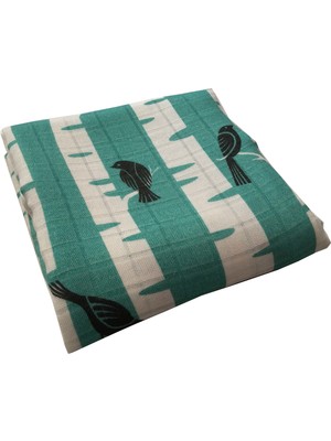 Ecotton Works Yeşil Kuşlu Müslin Bebek Örtüsü