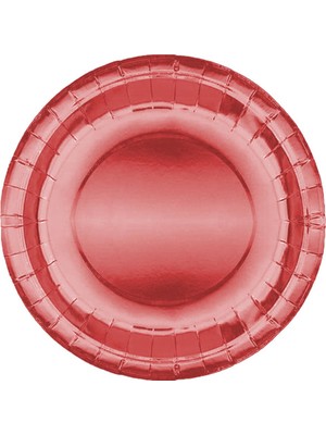Kikajoy Metalik Kırmızı Karton Tabak 23 cm 8'li