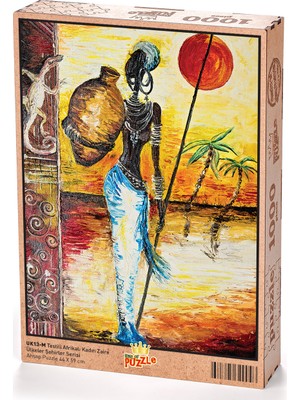 King Of Puzzle Testili Afrikalı Kadın Zaire Ahşap Puzzle 1000 Parça (UK13-M)