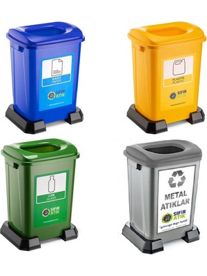 Şenyayla Sıfır Atık Geri Dönüşüm Çöp Kutusu Kovası 70 lt  4'lü Set
