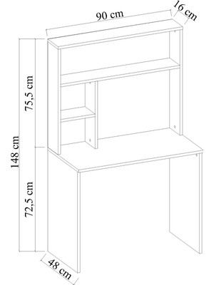 Dienni Beyaz Kitaplıklı Çalışma Masası