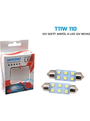 Sentinel Sofit Ampul 12 Volt 6 Ledli Beyaz Takım 2'li Paket