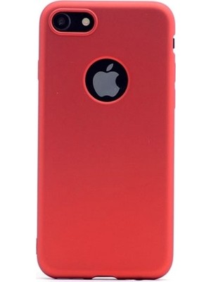 Tekno Grup Apple iPhone 8 Kılıf Ultra İnce Mat Silikon - Kırmızı + Tam Kaplayan 6D Nano Ekran Koruyucu
