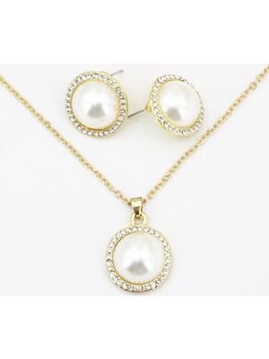 Forentina  İnci Kolye Küpe Set Ps0389