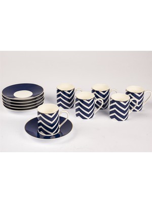 Mikasa Moor Blue Lines 6 Kişilik Kahve Fincan Seti