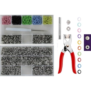 İşkur Makina Metal Renkli 9.5 mm Çıt Çıt ve El Pensesi Takma Çakım Seti 350 Set