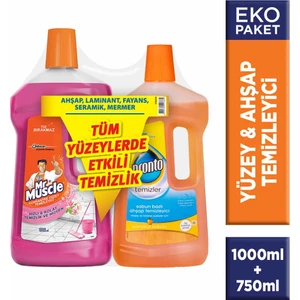 Promo Ahşap Temizleyici 750 ml + Mr Muscle Yüzey Temizleyici Floral 1 lt
