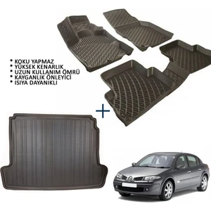 Renault Megane 2 Sedan 3D Havuzlu Oto Paspas ve 3D Bagaj Havuzu (2004-2009)