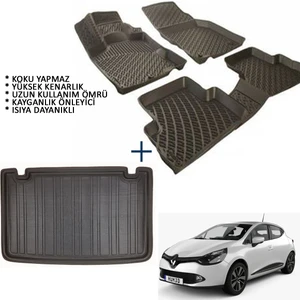 Renault Clio 4 Hb 3D Havuzlu Oto Paspas ve 3D Bagaj Havuzu (2013 ve Sonrası)