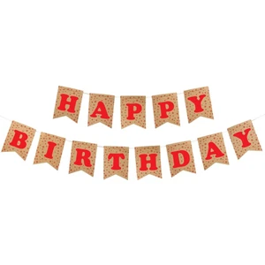 Happy Birthday Kraft Zemin Kırmızı Harf Afiş