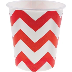 Kırmızı Zigzag Karton Bardak 8'li