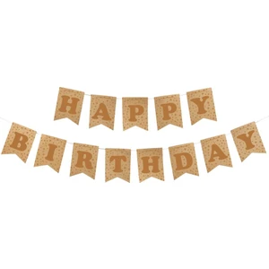 Happy Birthday Kraft Zemin Altın Harf Afiş