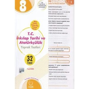 Palme Yayıncılık 8. Sınıf T. C. İnkılap Tarihi ve Atatürkçülük Yaprak Test