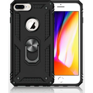 Apple iPhone 7 Plus Kılıf Zırh Koruma Yüzüklü Standlı Armor Silikon Kapak + Nano Ekran Koruma
