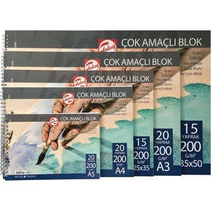 Çok Amaçlı Eskiz Çizim Defteri Blok 200 gr 15 yp 35x50 cm