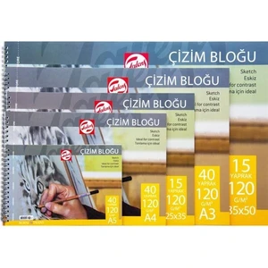 Eskiz Çizim Defteri Resim Bloğu 120 gr 15 yp 25x35 cm.