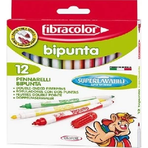 Bipunta Kalın+İnce Çift Uçlu Keçeli Kalem 12 Renk