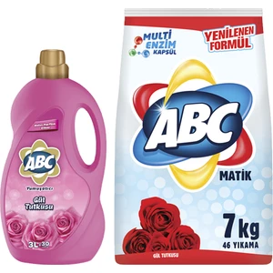 Abc Toz Deterjan Gül Tutkusu 7 kg + Abc Çamaşır Yumuşatıcısı Gül Tutkusu 3 Lt