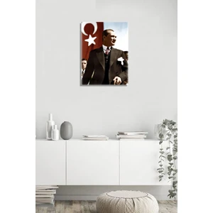Türk Bayrağı ve Atatürk Portresi Kanvas Tablo