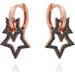 925 Ayar İki Yıldızlı Çift Küpe Kadın Gümüş Küpe