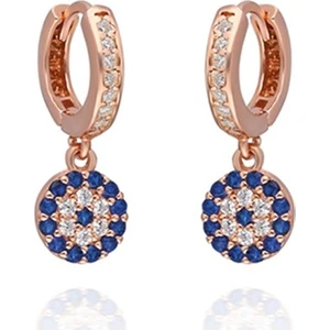 925 Ayar Yuvarlak Nazar Çift Küpe Kadın Gümüş Küpe