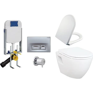 Gömme Rezervuar GR5001 + Mat Buton + AC50L Stop Valf + Creavit Terra Asma Klozet TP325 + Creavit Amasra Ultima Thermoplast Amortisörlü Klozet