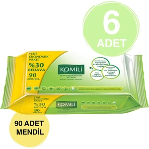 Komili Islak Havlu Mendil 90'Lı 6 Paket