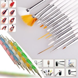 Ecoform 20 Parça Nail Art Tırnak Süsleme Desen Fırçası ve Dot Kalem Seti Beyaz Renk