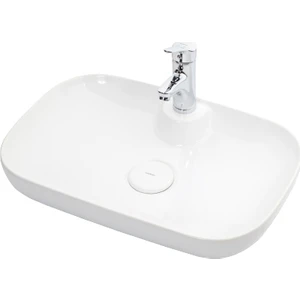 Premium Class 60 cm Tezgah Üstü Lavabo Batarya Delikli Beyaz