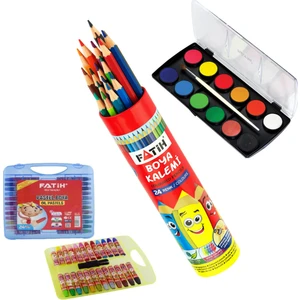 60 Parça Boya Seti Resim Defteri Hediyeli!!(Kuru Boya+Sulu Boya+Pastel Boya-Türk Malı)