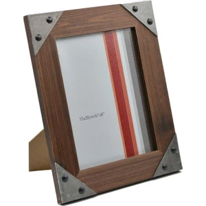 Acr 15 x 20 cm Metal Kenarlıklı Ahşap Fotoğraf Çerçevesi