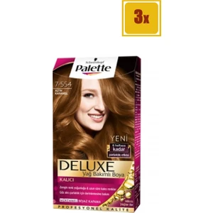Deluxe 7/554 Altın Karamel Saç Boyası 3'lü Set