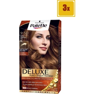 Deluxe 9/50 Altın Parıltılı Bal Saç Boyası 3'lü Set