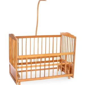 Ahşap Meşe Renk Anne Yanı Beşik 3 Kademeli Sallanan Ahşap Beşik 60 x 120 cm