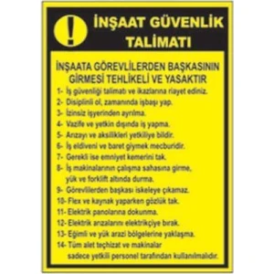 Uyarı Levhası Stw055 Insaat Güvenlik Talımatı