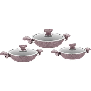 Oms Granit Sahan Set 6 Parça 18-20-22 cm Kahverengi 3004040506SKAH