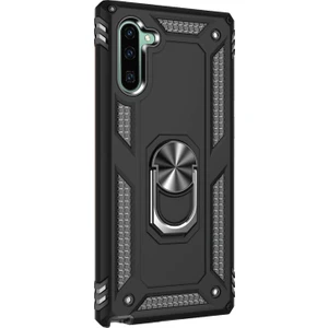 Samsung Galaxy Note 10 Kılıf Military Ring Holder Siyah