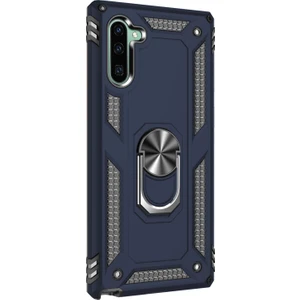 Samsung Galaxy Note 10 Kılıf Military Ring Holder Lacivert