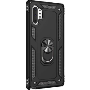 Samsung Galaxy Note 10 Plus Kılıf Military Ring Holder Siyah