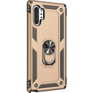 Samsung Galaxy Note 10 Plus Kılıf Military Ring Holder Gold
