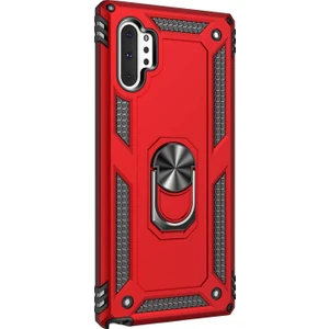 Samsung Galaxy Note 10 Plus Kılıf Military Ring Holder Kırmızı