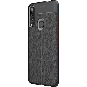 Huawei Y9 Prime 2019 Kılıf Deri Dokulu Silikon Siyah