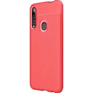 Huawei Y9 Prime 2019 Kılıf Deri Dokulu Silikon Kırmızı