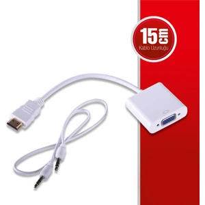 Q-HD-VGJ 15cm HDMI to VGA Ses Girişli Çevirici