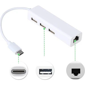 4693 Usb 3.1 Type C Hub Ethernet Çevirici Dönüştürücü Adaptör
