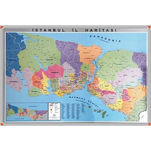 400 70X100 İstanbul Haritası (Alüminyum Çerçeve)