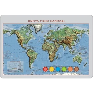 Yap-Boy Kabartmalı Dünya Fiziki Haritası 35x50 cm  25012